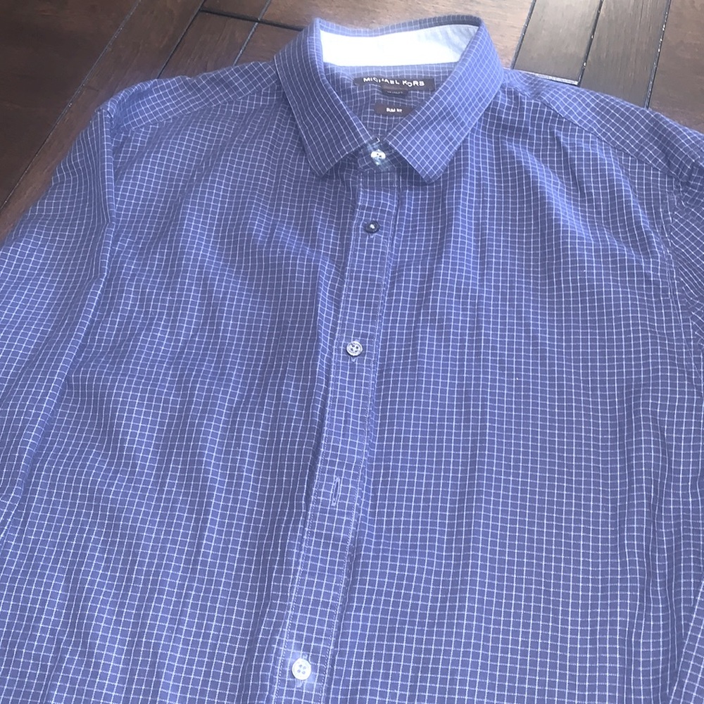 Michael Kors Slim Fit Oxford XL Navy Checkered